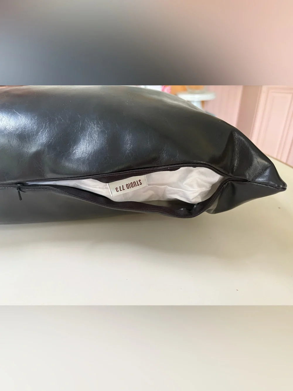 Muse Vegan Leather Accent Pillow. Gorgeous modern decor element. New.